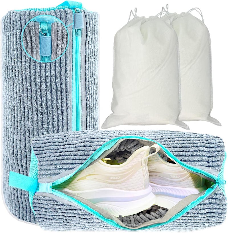 CNEYSID XXL Shoe Washing Machine Bag - 2-Pack Reusable Shoes Cleaning Bags, 360° Deep Clean for Tennis Shoes, Sneakers and Slippers, Includes 2 Shoe Storage Dust Bags (Gray) - Image 1